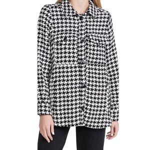 Pistola Libby Houndstooth Tweed Jacket Black White Wool Blend Size XS